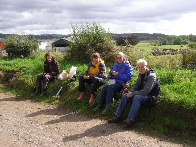 Some of the Lochbrow 2015 volunteers taking a well-earned break. From left to right: Julian, Eileen, Faith, Bob