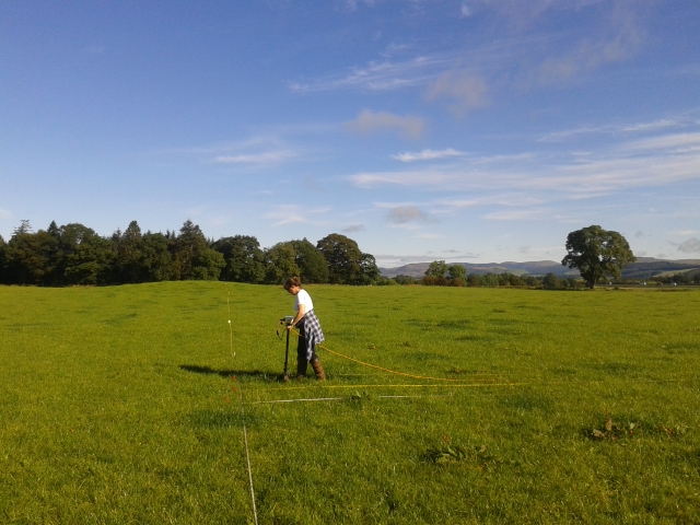 Sunshine, blue skies and survey. Surveying the line of the cursus